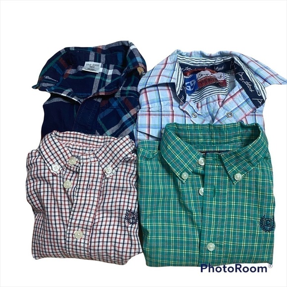 18 mos Button Down Shirts Boys Chaps & Other Brands Green Blue Plaid Blue - Picture 1 of 8